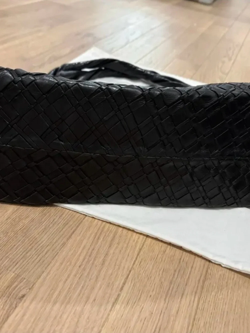 Massimo Dutti Black Woven Leather Tote